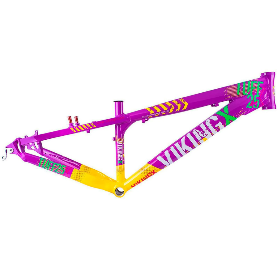 QUADRO VIKINGX 26 DIRT JUMP TUFF X-25 ALM ROXO / AMARELO
